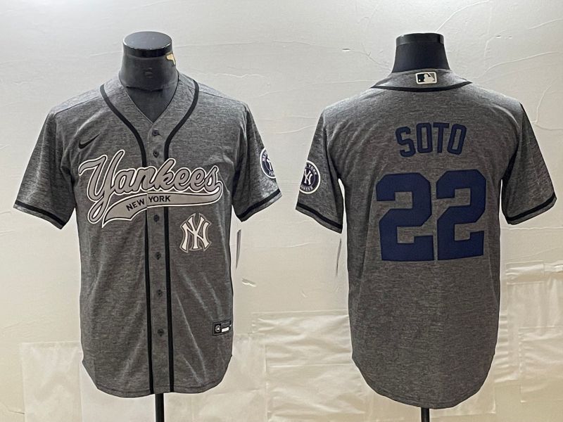 Men New York Yankees 22 Soto Grey Nike Game MLB Jersey style 3